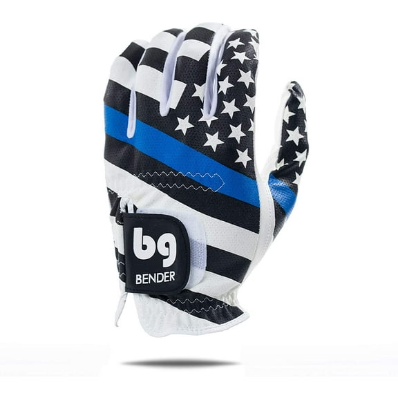 Bender Gloves Mesh Golf Gloves for Men, Cabretta Leather, Worn on Left Hand (Blue Line, Small)