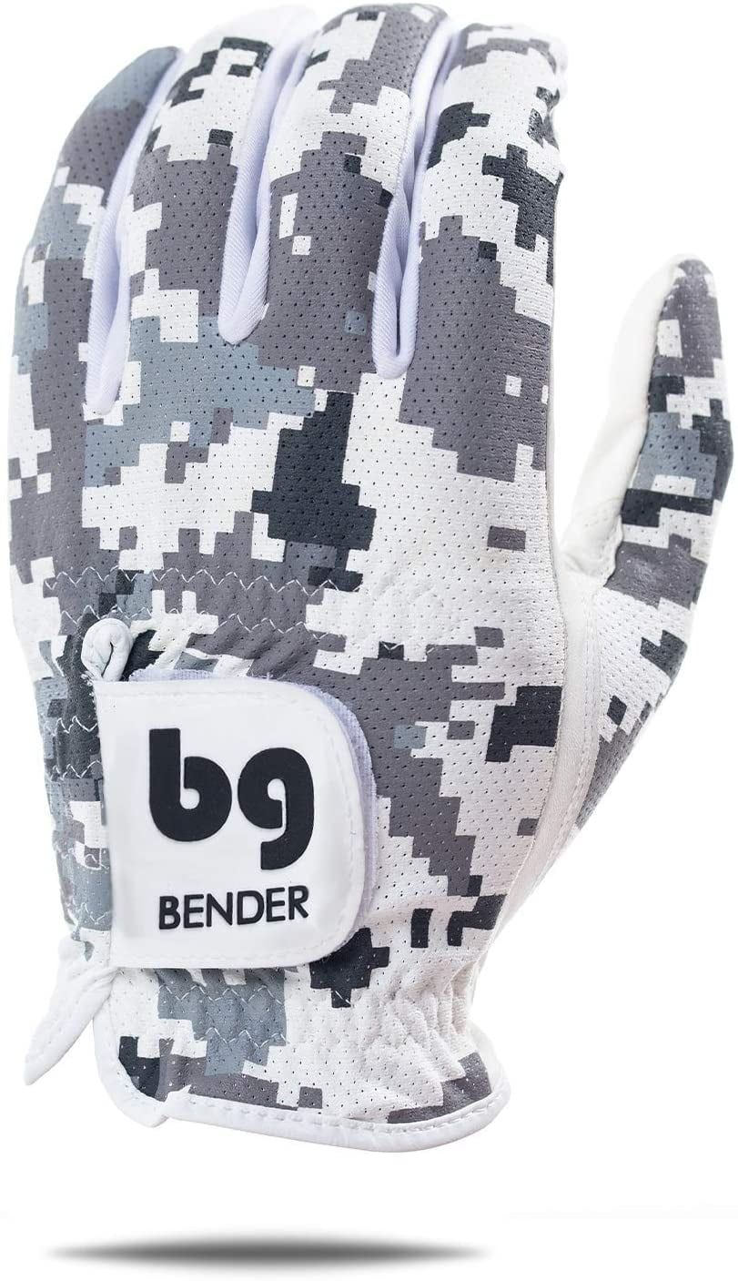 Bender Gloves Mesh Golf Gloves for Men, Cabretta Leather, Worn on Left Hand (Digital Camo, Large)