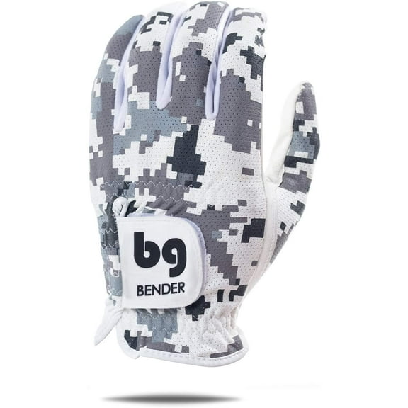 Bender Gloves Mesh Golf Gloves for Men, Cabretta Leather, Worn on Left Hand (Digital Camo, Small)