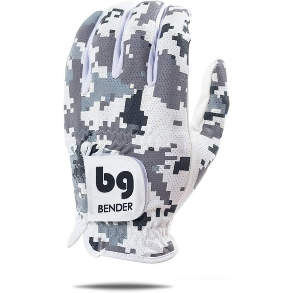 Bender Gloves Mesh Golf Gloves for Men, Cabretta Leather, Worn on Left Hand (Digital Camo, X-Large)