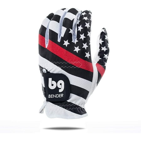 Bender Gloves Mesh Golf Gloves for Men, Cabretta Leather, Worn on Left Hand (Red Line, Large)