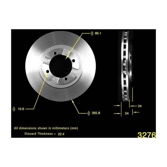 Bendix Premium Drum And Rotor Disc Brake Rotor P/N:Prt1750 Fits select: 1989-1990 EAGLE SUMMIT, 1986-1988 MITSUBISHI CORDIA