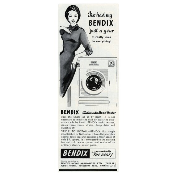 Bendix Washing Machine Advertisement, C. 1955 Print By Mary Evans Picture Librarypeter & Dawn Cope Collection
