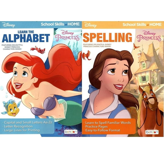 Disney Princess Learning Alphabet and Spelling book. Combo of 2.