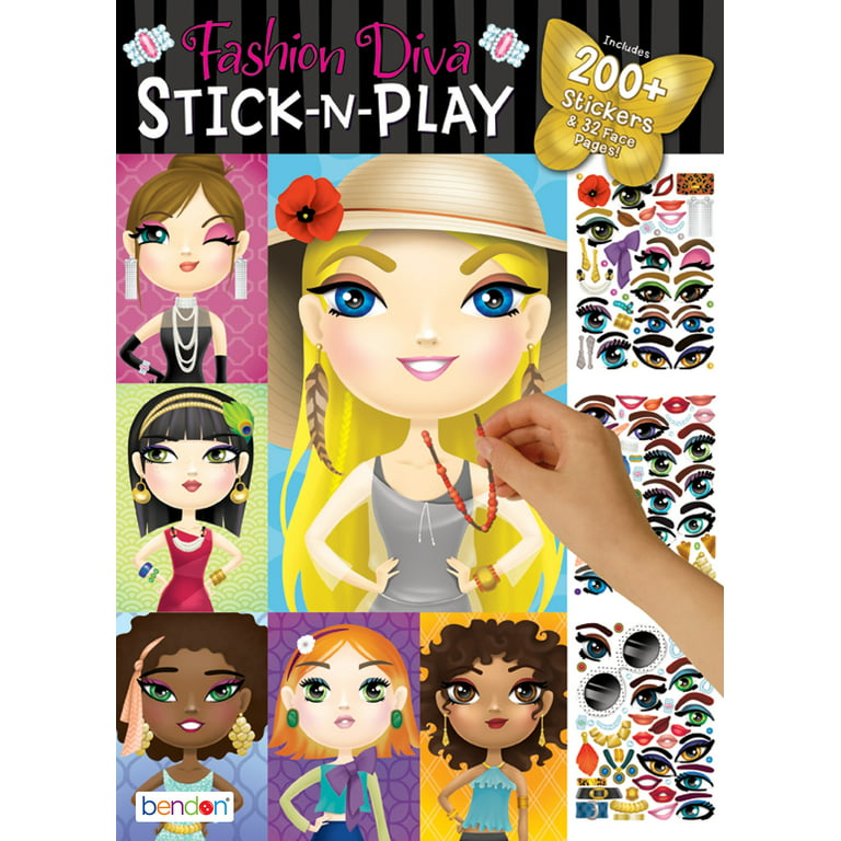 Bendon Fashion Divas Create-a-Face Sticker Play Book 