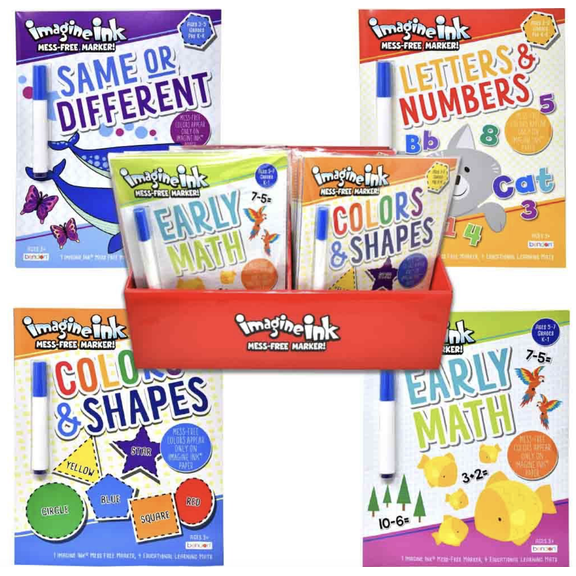 Bendon Imagine Ink Learning Mats 4 - Letter & Number , Same & Different , Color & Shapes, Early Math