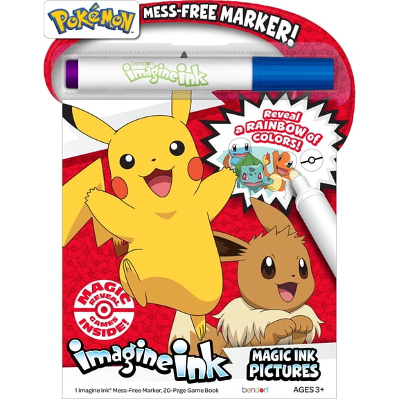 Bendon Imagine Ink Pokemon Magic Ink Pictures and Game Book with Mess Free Marker