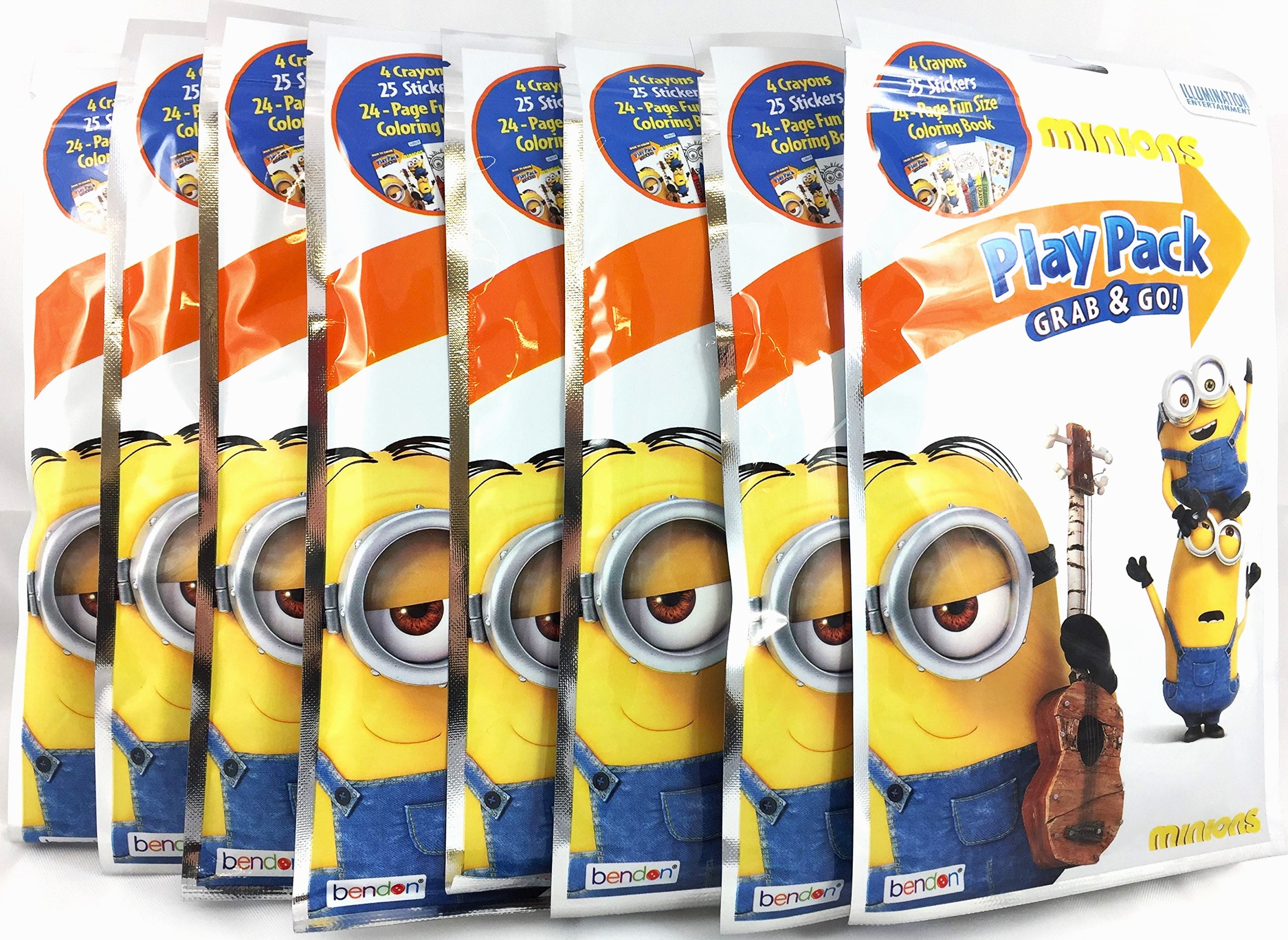 Bendon Minions Play Pack Grab \u0026 Go Children's Coloring \u0026 Activity Party Favor Bundle (8 packs)