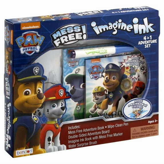 Bendon Nickelodeon PAW Patrol Imagine Ink 4-in-1 Coloring Book Activity Set with 2 Imagine Ink Activity Books, 2 Mess , a Water Surprise Board, & a Write & Wipe Board with Marker 41849 ( PACK OF 3)