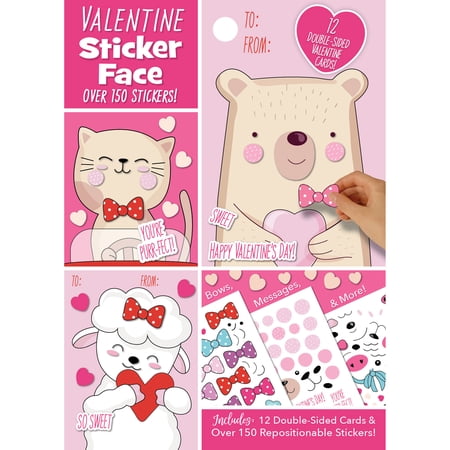 Bendon Valentine's Day Animals Sticker Face Coloring Book, 24-pages