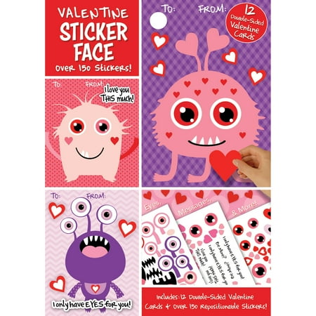Bendon Valentine's Day Monsters Sticker Face Coloring Book, 24-pages