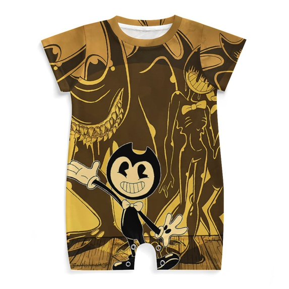 Bendy And The Ink Machine Baby Boy Girl Short Sleeve Romper Clothing Set Print Cartoon Baby Summer One Piece Jumpsuit