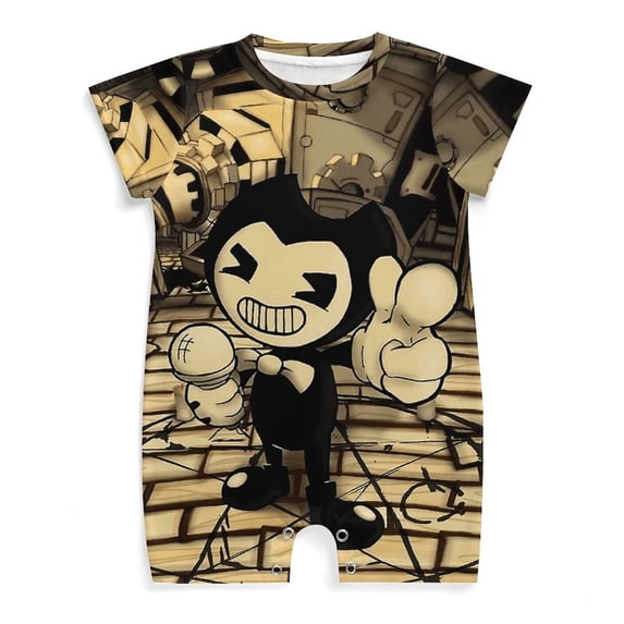 Bendy And The Ink Machine Baby Boy Girl Short Sleeve Romper Clothing Set Print Cartoon Baby Summer One Piece Jumpsuit