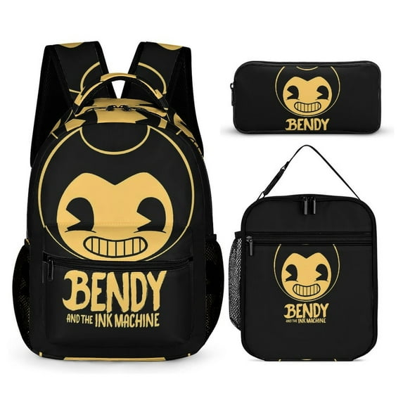 Bendy And The Ink Machine Backpacks 3 Piece Set Bookbag with Lunch Bag And Pencil Case