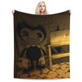 thumbnail image 1 of Bendy And The Ink Machine Blanket, Horror Game Throw Blanket For Bed Sofa Couch, Super Soft Flannel Blanket For Bedroom Livingroom, 40"X30", 1 of 9