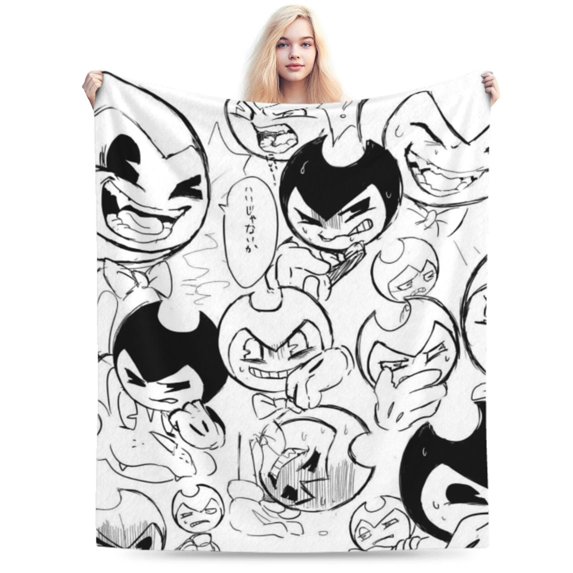 Bendy And The Ink Machine Blanket, Horror Game Throw Blanket For Bed Sofa Couch, Super Soft Flannel Blanket For Bedroom Livingroom, 60"X50"