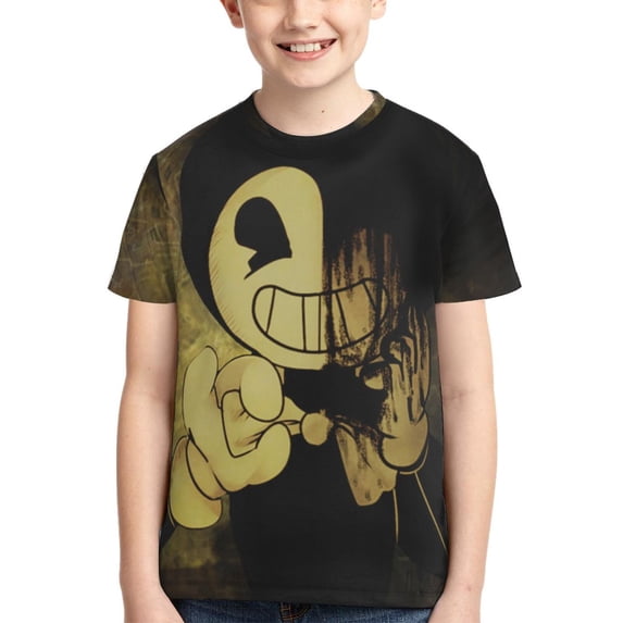 Bendy And The Ink Machine Boys Girls 3d Graphic Printed T-Shirt Crewneck Short Sleeve Tees
