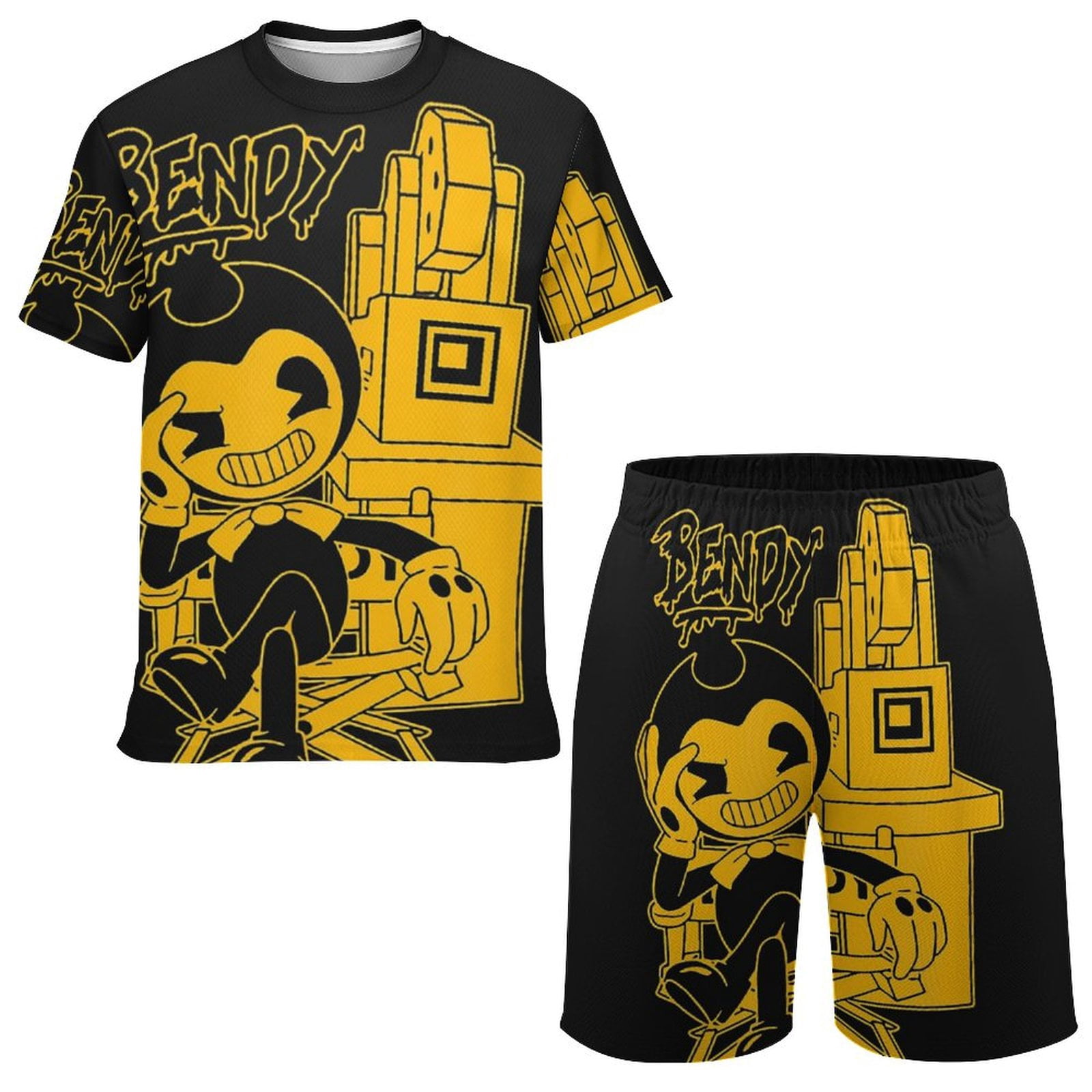 Bendy And The Ink Machine Boys Short Sleeve T-Shirt And Mesh Shorts ...