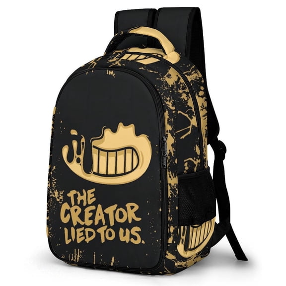 Bendy And The Ink Machine Cartoon Print Casual Backpack Laptop Backpack Travel Hiking Backpack One size