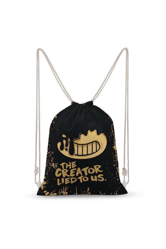 Bendy And The Ink Machine Cute Cartoon Drawstring Backpack - Canvas Backpack for Sports, Fitness, School, Beach, and Travel 35x50cm