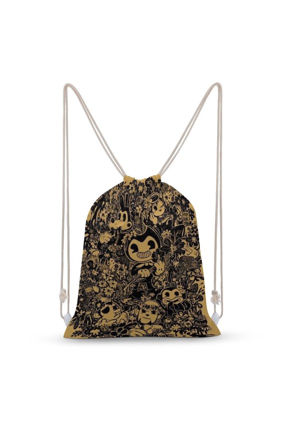 Bendy And The Ink Machine Cute Cartoon Drawstring Backpack - Canvas Backpack for Sports, Fitness, School, Beach, and Travel 35x50cm