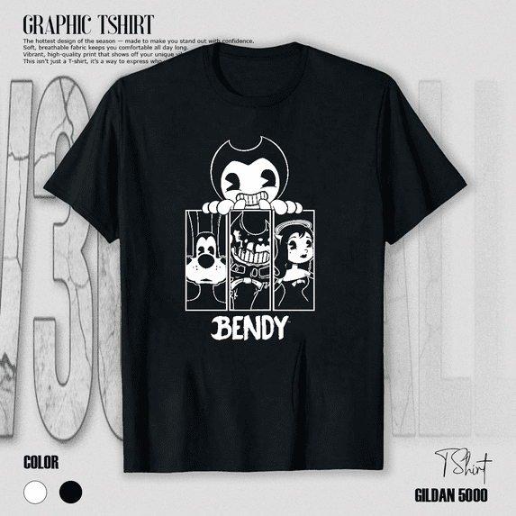 Bendy And The Ink Machine Horror Indie Game Retro Fan Art Unisex T-Shirt V80115, up to size 5XL