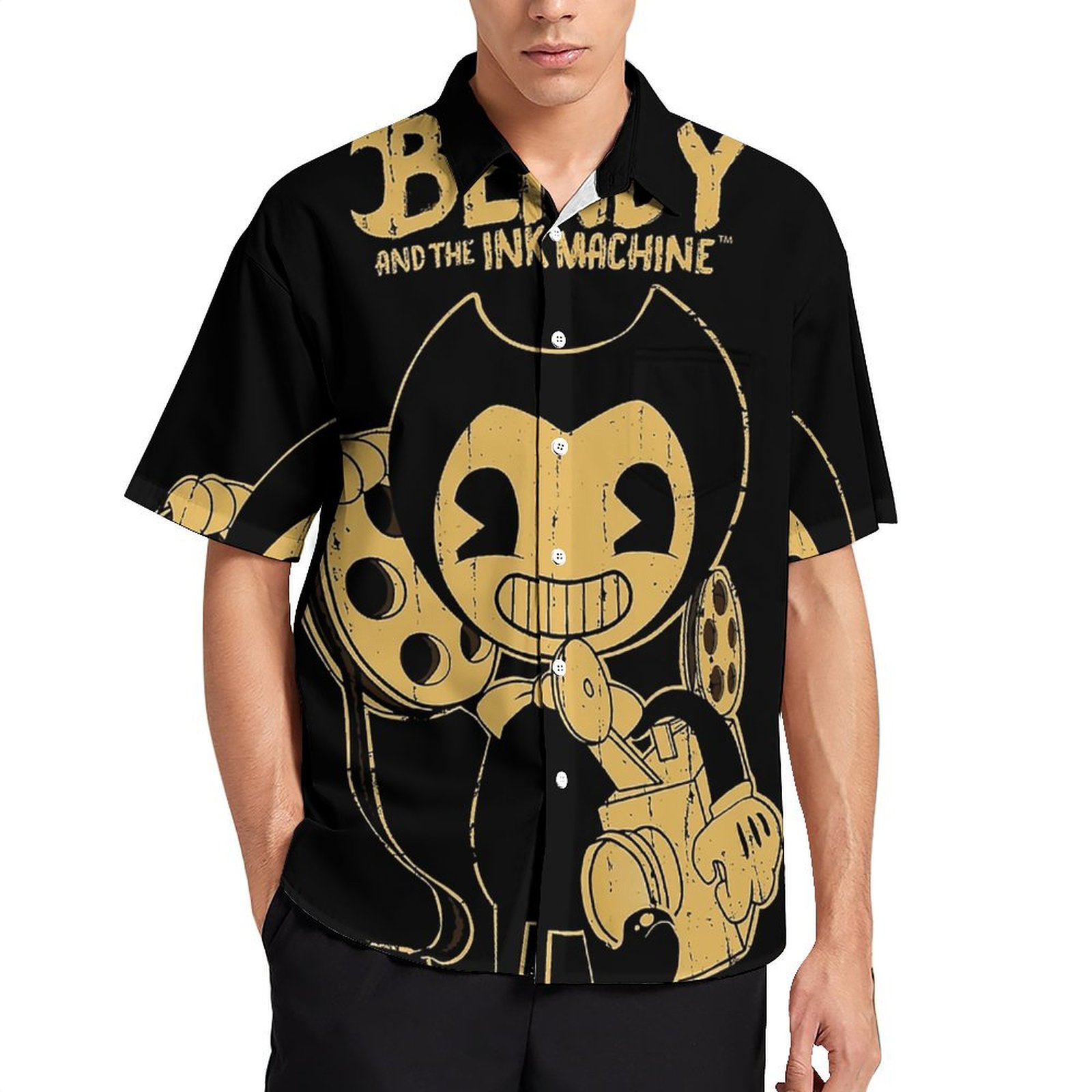 Bendy And The Ink Machine Men's Hawaiian Shirts Short Sleeve Button ...