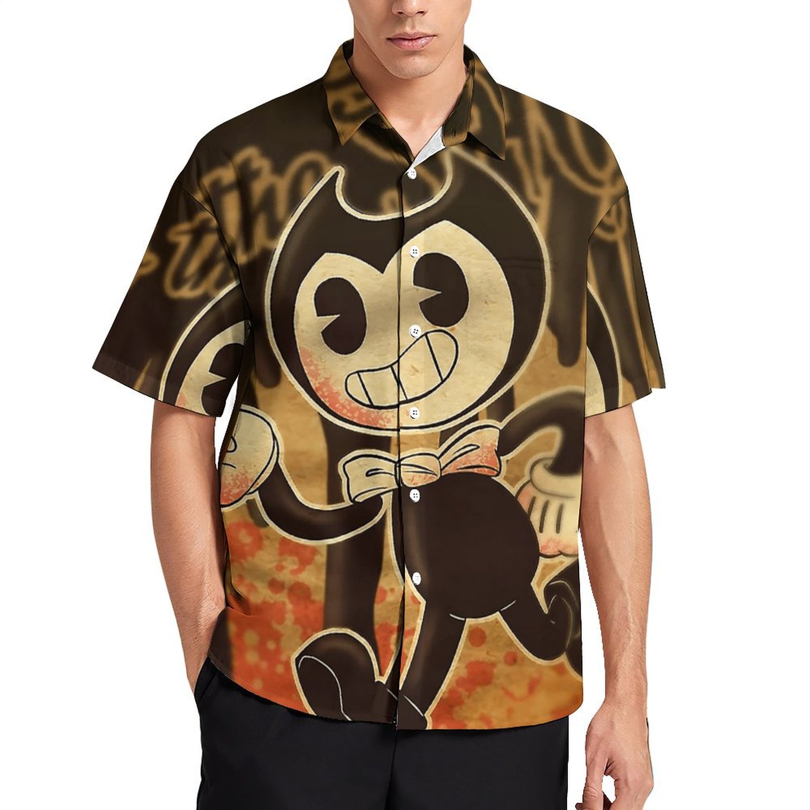 Bendy And The Ink Machine Men's Hawaiian Shirts Short Sleeve Button ...