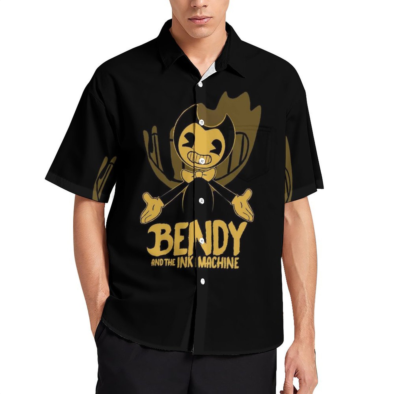 Bendy And The Ink Machine Mens Hawaiian Shirt Short Sleeve Button Down ...