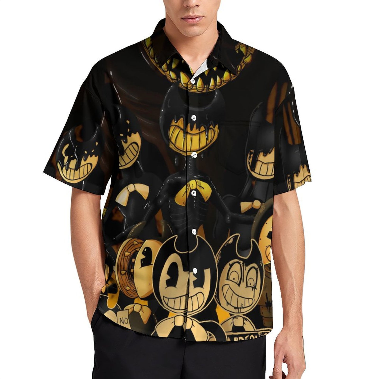 Bendy And The Ink Machine Mens Hawaiian Shirt Short Sleeve Button Down ...