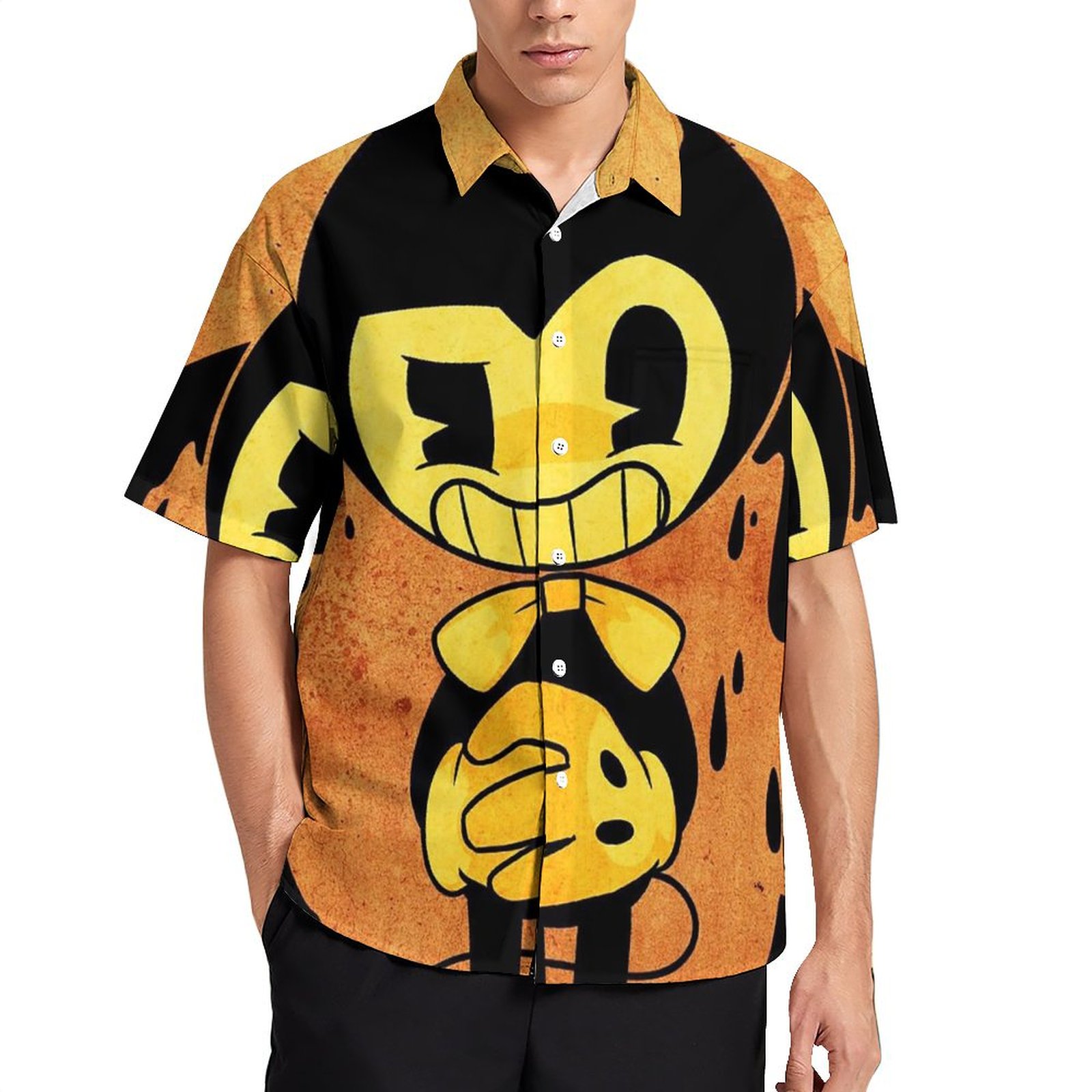Bendy And The Ink Machine Mens Hawaiian Shirt Short Sleeve Button Down ...