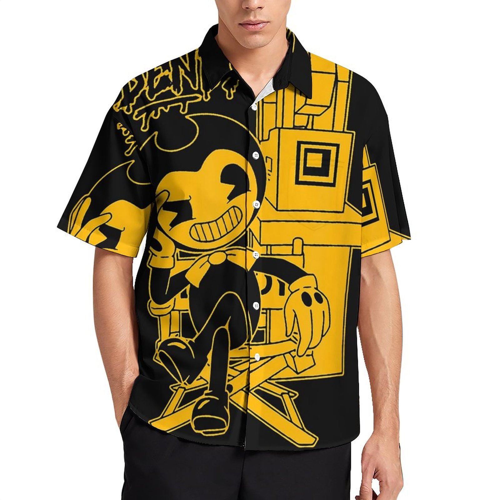 Bendy And The Ink Machine Mens Hawaiian Shirt Short Sleeve Button Down ...