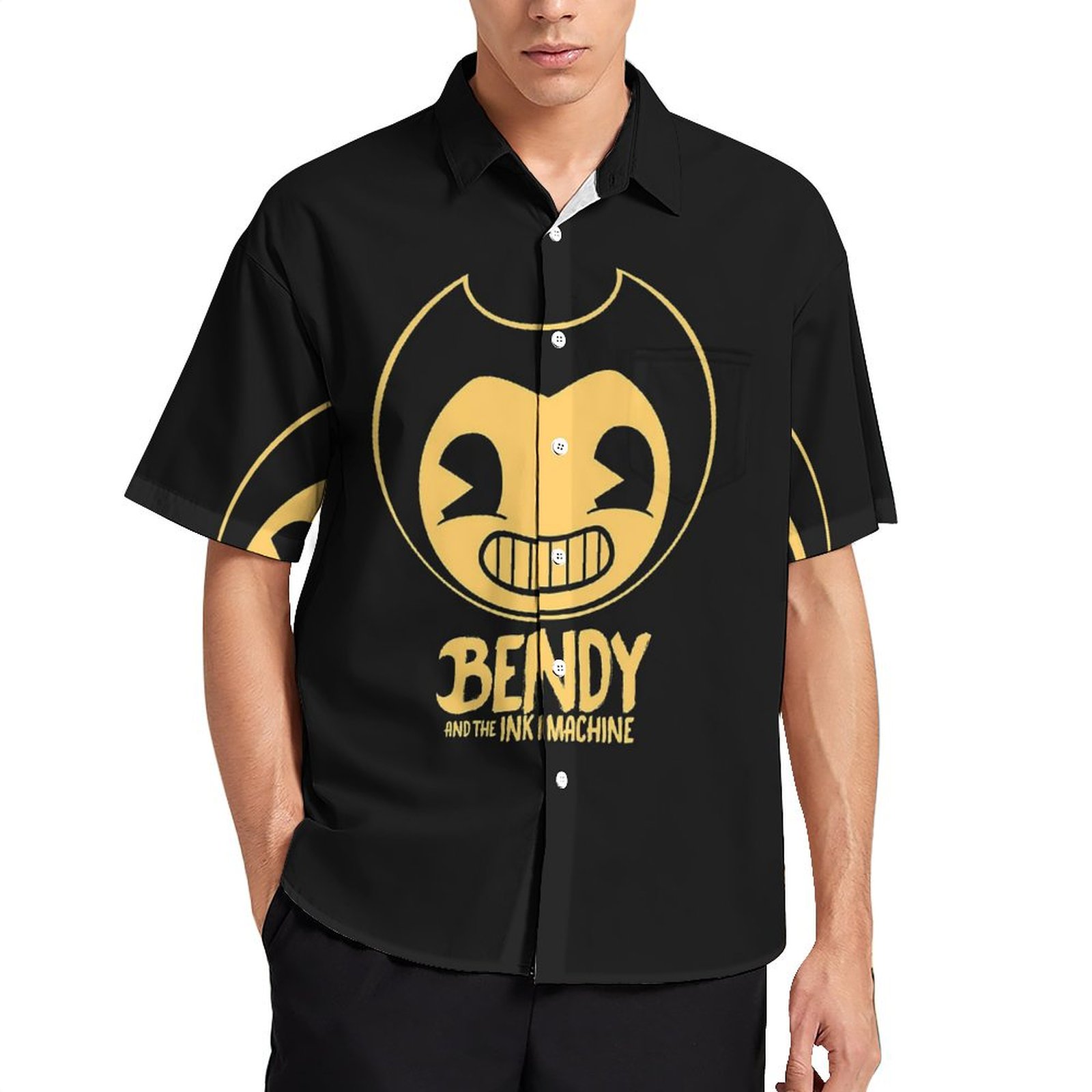 Bendy And The Ink Machine Mens Hawaiian Shirt Short Sleeve Button Down ...