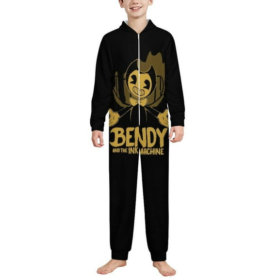 Bendy And The Ink Machine One Piece Pajama Hooded Union Suit PJs Sleepwear