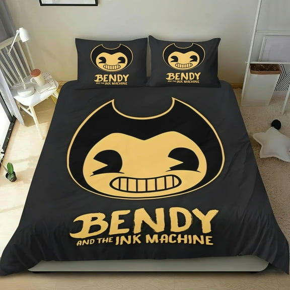 Bendy And The Ink Machine Themed Bed Sheet Set Three Piece Set 53x79 Inches Comfortable And Skin Friendly Unique Design Creating A Star Studded Night