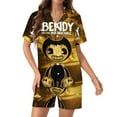 thumbnail image 1 of Bendy And The Ink Machine Women Pajamas Set Short Sleeve Sleepwear Button Down Nightwear Soft Pjs Set with Pockets, 1 of 8