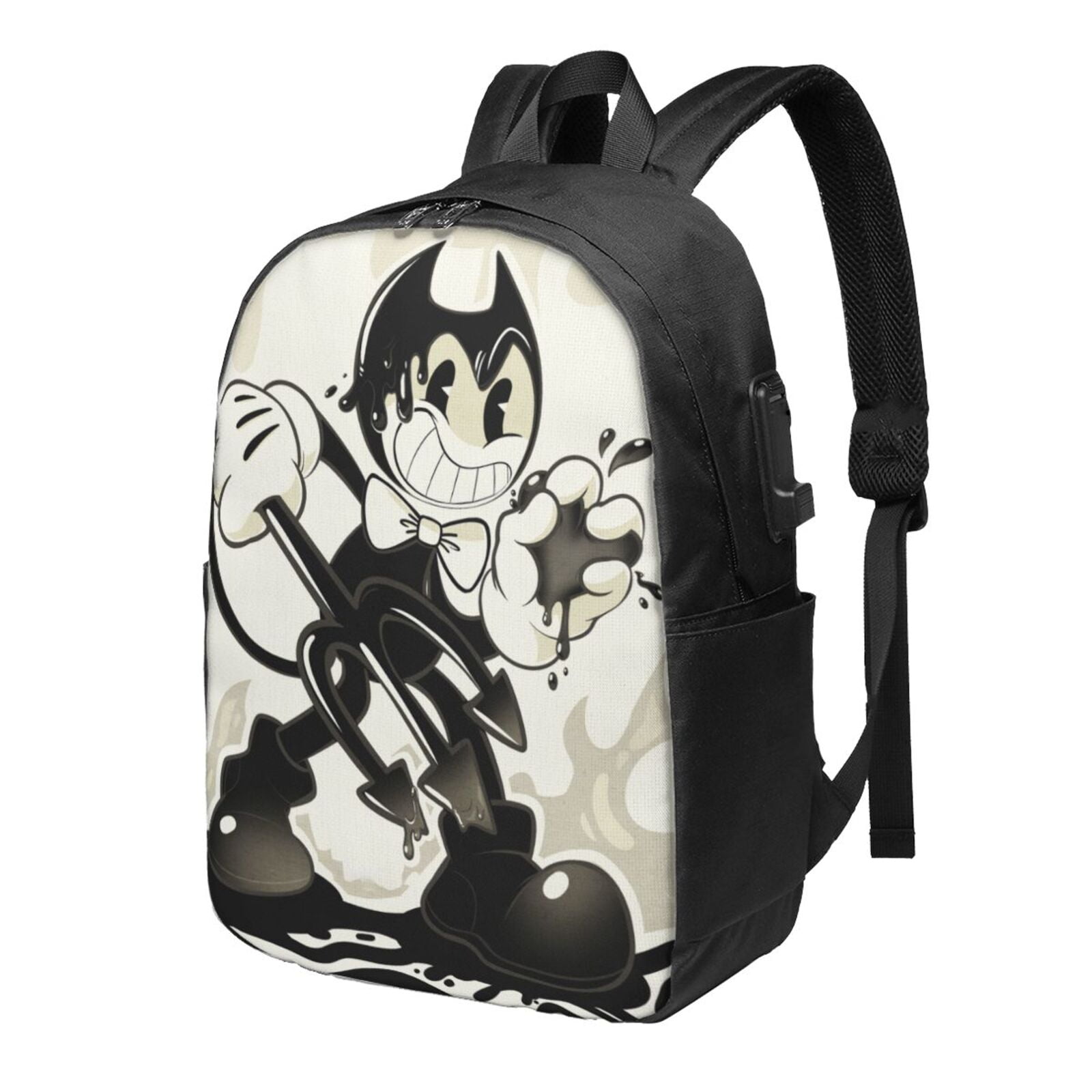 Bendy and the Ink Machine Cartoon Backpack Anime Print Large Capacity Student School Laptop Bag with USB Charging Port Lightweight Casual Travel Daypack Bookbag For Adult Boys Girls Walmart