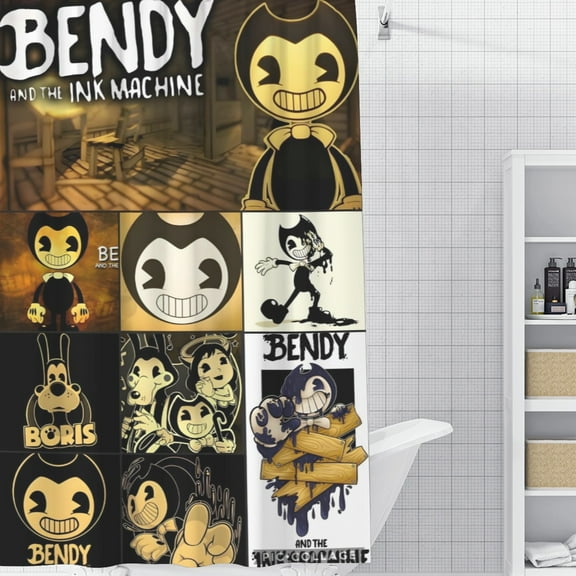 Bendy and the Ink Machine-theme Bathroom Shower Curtain Home Decor,Bath Curtains Durable Waterproof Bath Curtain , Adluts Girls Boys Bathroom Decor House Gifts 71x71inch180cmX180cm)