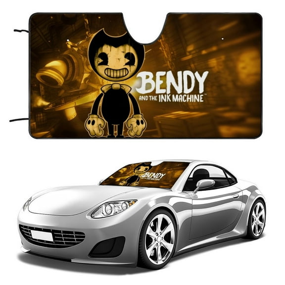 Bendy and the Ink Machine-theme Windshield Sun Shade Front Protector Folding Car Sun Visor Blocks Uv Rays Keeps Your Vehicle Cool56in*30in(140cm*76cm)