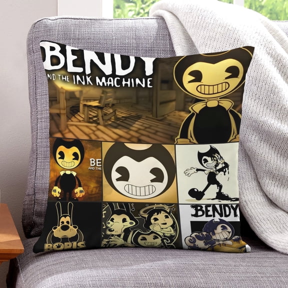 Bendy and the Ink Machine-themed plush velvet Pillow Cover Case Gifts Pillowcase Home Decorative Throw Cushion Birthday Present Fans Lover18"*18"(45cm*45cm)