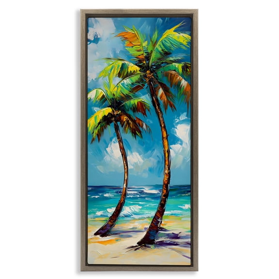 Stupell Industries Bendy Palm Trees on Shore Brown Framed Floater Canvas Wall Art, design by LSR Design Studio, 25 x 11