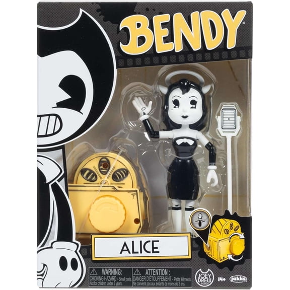 Open Box Bendy and the Ink Machine 5 inch Articulated Alice Action Figure with Microphone & Projector Accessory for Teen Ages 14+