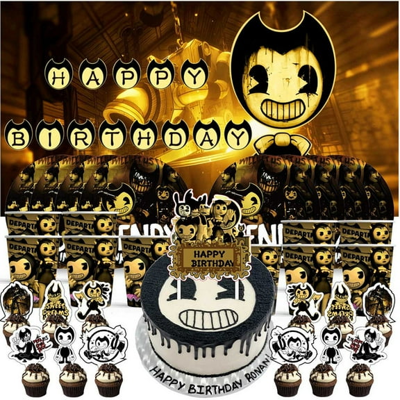 Bendy and the Ink Machine Birthday Cups Party Supplies Decor Backdrop Paper Plates Fans Decorations Banner