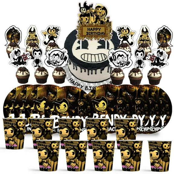 Bendy and the Ink Machine Birthday Cups Party Supplies Plates Fans Decorations Cake Topper Decor