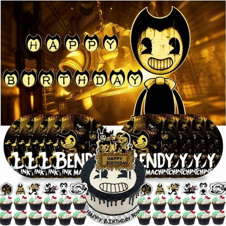 Bendy and the Ink Machine Party Supplies Birthday Decorations Plates Banner Kids Cake Toppers Set Decor