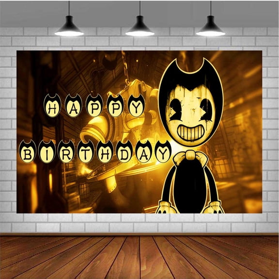 Bendy and the Ink Machine Themed Birthday Backdrop Banner - Hanging Wall Decor Tapestry for Party Celebrations