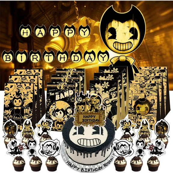 Bendy and the Ink Machine Treat Bags Candy Decorations Party Favor Supplies Birthday Cake Topper Backdrop Banner