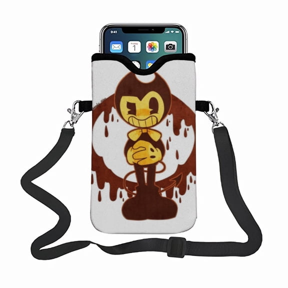 Bendy and the Ink Machine phone bag phone satchel(18.3*10cm), featuring an adjustable strap small pouch ideal for carrying most smartphones.