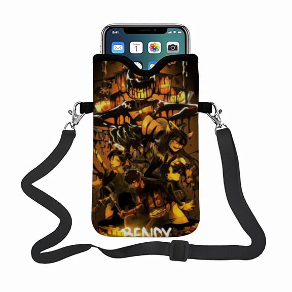 Bendy and the Ink Machine phone bag phone satchel(18.3*10cm), featuring an adjustable strap small satchel that fits most smartphones.