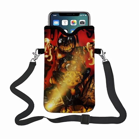 Bendy and the Ink Machine phone bag phone satchel(18.3*10cm) , with an adjustable strap small handbag suitable for multiple phones.